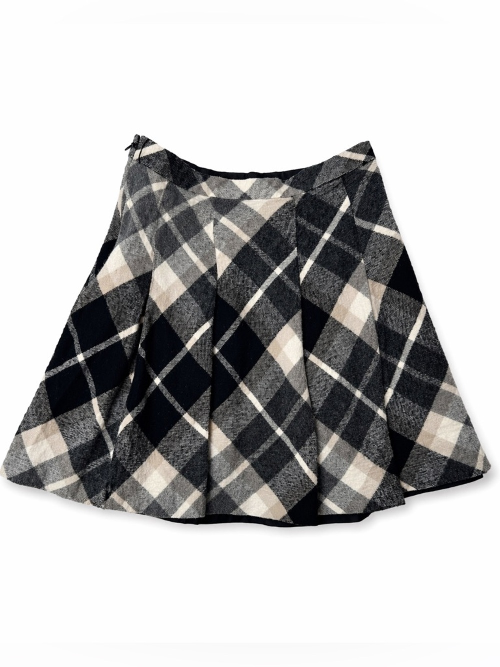 Burberry Black, Gray & Cream Plaid Circle Skirt - Picture 6 of 6